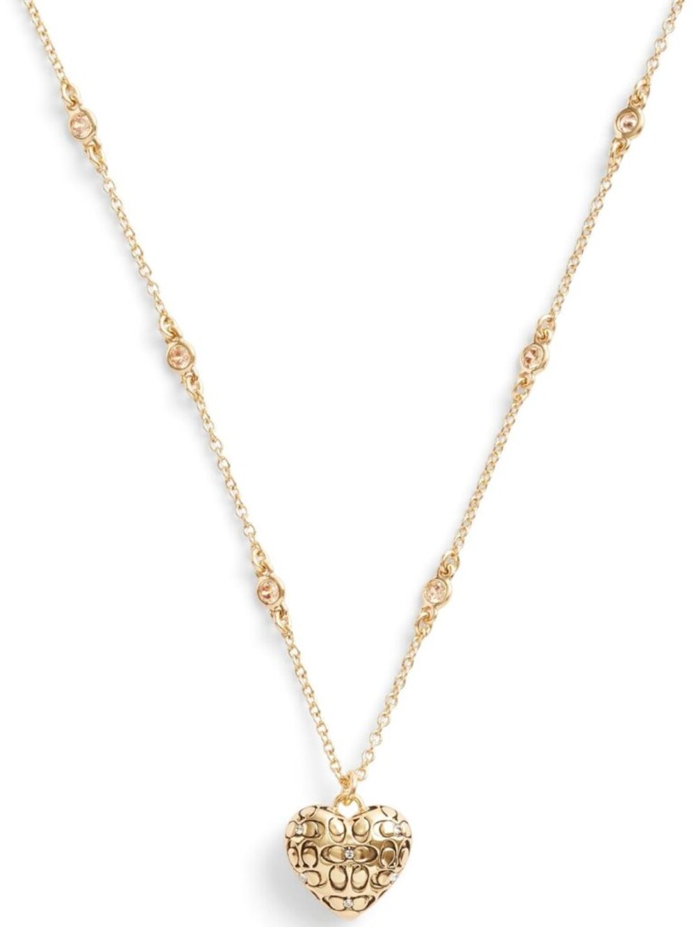Women's Quilted Heart Pendant Necklace - Crystal & Gold, Elegant Jewelry